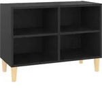 vidaXL TV-Schrank mit Massivholz-Beinen Schwarz 69,5x30x50 cm