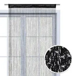 wometo Faden-Vorhang Glitzer-Vorhang 90x245 - schwarz-silber gl&auml;nzender Deko Schal