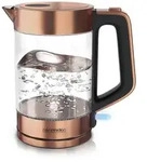 Arendo Glas Wasserkocher, 1,7l, Cool Touch, edles Kupfer Design
