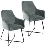 SVITA JOSIE Dining 2er Set Esszimmerstuhl Sessel Polsterstuhl Samt Grau