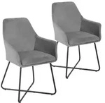 SVITA JOSIE Dining 2er Set Esszimmerstuhl Sessel Polsterstuhl Stoff Hellgrau