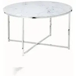 SalesFever Couchtisch 80 cm | Glasplatte foliert in Marmor-Optik | Gestell...