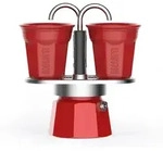 Bialetti Espressokocher Set Mini Express rot + 2 Espressobecher