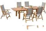 Merxx Acapulco Set 7tlg., 6 gepaddete Klappsessel, 1 Doppelausziehtisch, 180