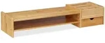 Relaxdays Monitorst&auml;nder Bambus, Bildschirmerh&ouml;hung f&uuml;r Schreibtisch, HBT: 13 x 70
