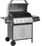 vidaXL Gasgrill 4+1 Flammen Schwarz und Silbern Stahl & Edelstahl