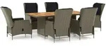 vidaXL 7-tlg. Garten-Essgruppe mit Auflagen Poly Rattan Braun