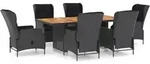 vidaXL 7-tlg. Garten-Essgruppe mit Auflagen Poly Rattan Dunkelgrau