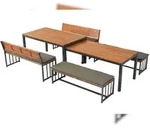 Merxx Milos Gartem&ouml;belset, 4 B&auml;nke, 2 Tische, Aluminium/Akazie