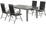 Merxx Amalfi Set 5tlg., 4 Klappsessel, 1 Tisch 120(180) x 90 cm, Aluminium,
