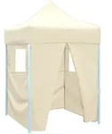 vidaXL Profi-Partyzelt Faltbar mit 4 Seitenw&auml;nden 2&times;2m Stahl Creme