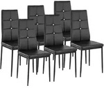 tectake Esszimmerst&uuml;hle, Kunstleder mit Glitzersteinen - 6er Set schwarz