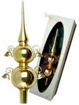 Krebs Glas Lauscha Gold glanz 33cm Doppelspitze umsponnen mit 4 Gl&ouml;ckchen,