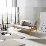 SalesFever Schlafsofa mit Armlehnen | 3 Funktionen | Bezug Webstoff | Beine