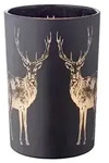 EDZARD Teelichtglas Tiu (H&ouml;he 18 cm), schwarz, Hirsch-Motiv