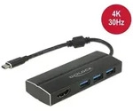 Delock USB 3.1 Type-C zu 3 x USB 3.0 Hub + 1 x HDMI 4K 30 Hz