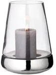 EDZARD Windlicht Bora (H&ouml;he 28 cm), glatt, vernickelter Keramikfu&szlig;