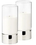 EDZARD 2er Set Windlicht Granada, Keramik silberfarben und Glas, Durchmesser 9...