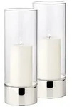 EDZARD 2er Set Windlicht Granada, Keramik silberfarben und Glas, Durchmesser 9...