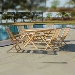 M&ouml;bilia Garten Sitzgruppe 7-tlg aus Teak-Holz | 4 St&uuml;hle, 2 Armlehnst&uuml;hle, 1 Tisch