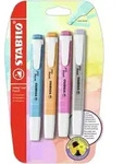 Textmarker - STABILO swing cool Pastel - 4er Pack - Seidengrau, Frische Fuchsie,
