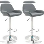 CLP 2er Set Barhocker Braga Kunstleder grau/chrom