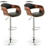 CLP 2er Set Barhocker Kingston Kunstleder walnuss/schwarz