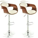 CLP 2er Set Barhocker Kingston Kunstleder walnuss/wei&szlig;