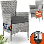 CASARIA&reg; Polyrattan 2er Set Gartenstuhl grau