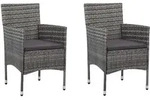 vidaXL Garten-Essst&uuml;hle 2 Stk. Poly Rattan Grau