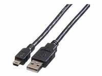 Roline USB-Kabel USB 2.0 USB-A Stecker, USB-Mini-A Stecker 0.80 m Schwarz...