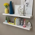 vidaXL 2er Set MDF H&auml;ngeregal Wandregal Wandboard B&uuml;cher/DVD-Regal, wei&szlig;
