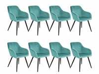 tectake 8er Set Stuhl Marilyn gepolstert, in Samtoptik 58 x 62 x 82 cm