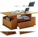 VCM Junata Couchtisch 1 Schublade, 2 F&auml;cher, 1 Regal Buche dekor.