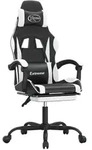 vidaXL Gaming-Stuhl mit Fu&szlig;st&uuml;tze Drehbar Schwarz & Wei&szlig; Kunstleder
