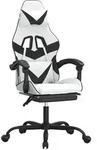 vidaXL Gaming-Stuhl mit Fu&szlig;st&uuml;tze Wei&szlig; und Schwarz Kunstleder