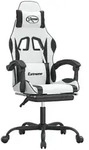 vidaXL Gaming-Stuhl mit Fu&szlig;st&uuml;tze Drehbar Wei&szlig; & Schwarz Kunstleder