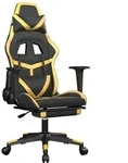 vidaXL Gaming-Stuhl mit Fu&szlig;st&uuml;tze Schwarz und Golden Kunstleder