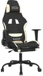 vidaXL Gaming-Stuhl mit Massage & Fu&szlig;st&uuml;tze Schwarz und Creme Stoff