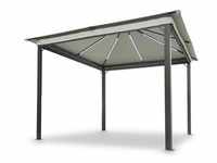 Leco Solarpavillon LINA 3x3 m grau mit LED und Gittergewebe-Rollos