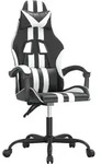 vidaXL Gaming-Stuhl Drehbar Schwarz und Wei&szlig; Kunstleder