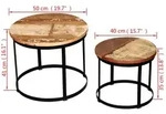 2-tlg. Couchtisch-Set Altholz Massiv Rund | vidaXL : Farbe - Braun und Schwarz