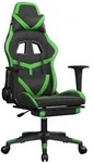 vidaXL Gaming-Stuhl mit Fu&szlig;st&uuml;tze Schwarz und Gr&uuml;n Kunstleder