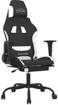 vidaXL Gaming-Stuhl mit Massage & Fu&szlig;st&uuml;tze Schwarz und Wei&szlig; Stoff
