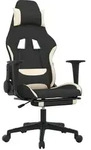 vidaXL Gaming-Stuhl mit Fu&szlig;st&uuml;tze Schwarz und Creme Stoff