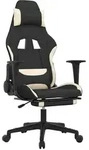 vidaXL Gaming-Stuhl mit Massage & Fu&szlig;st&uuml;tze Schwarz und Creme Stoff
