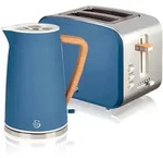 SWAN STP2090BLUNEU Set Fr&uuml;hst&uuml;ckskocher, kabellos, 1,7L Toaster Breitschlitz 2