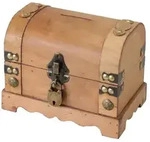 HMF Spardose aus Holz, kleine Schatztruhe mit dekorativem Schloss im Vintage...