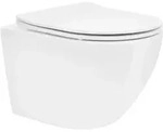 LuxeBath ECD Germany H&auml;nge-WC kurz 49 cm Wei&szlig; gl&auml;nzend &ndash; sp&uuml;lrandlos,