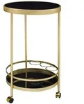 FineBuy Servierwagen Gold Beistelltisch auf Rollen Glas Speisewagen Rund &Oslash; 45...